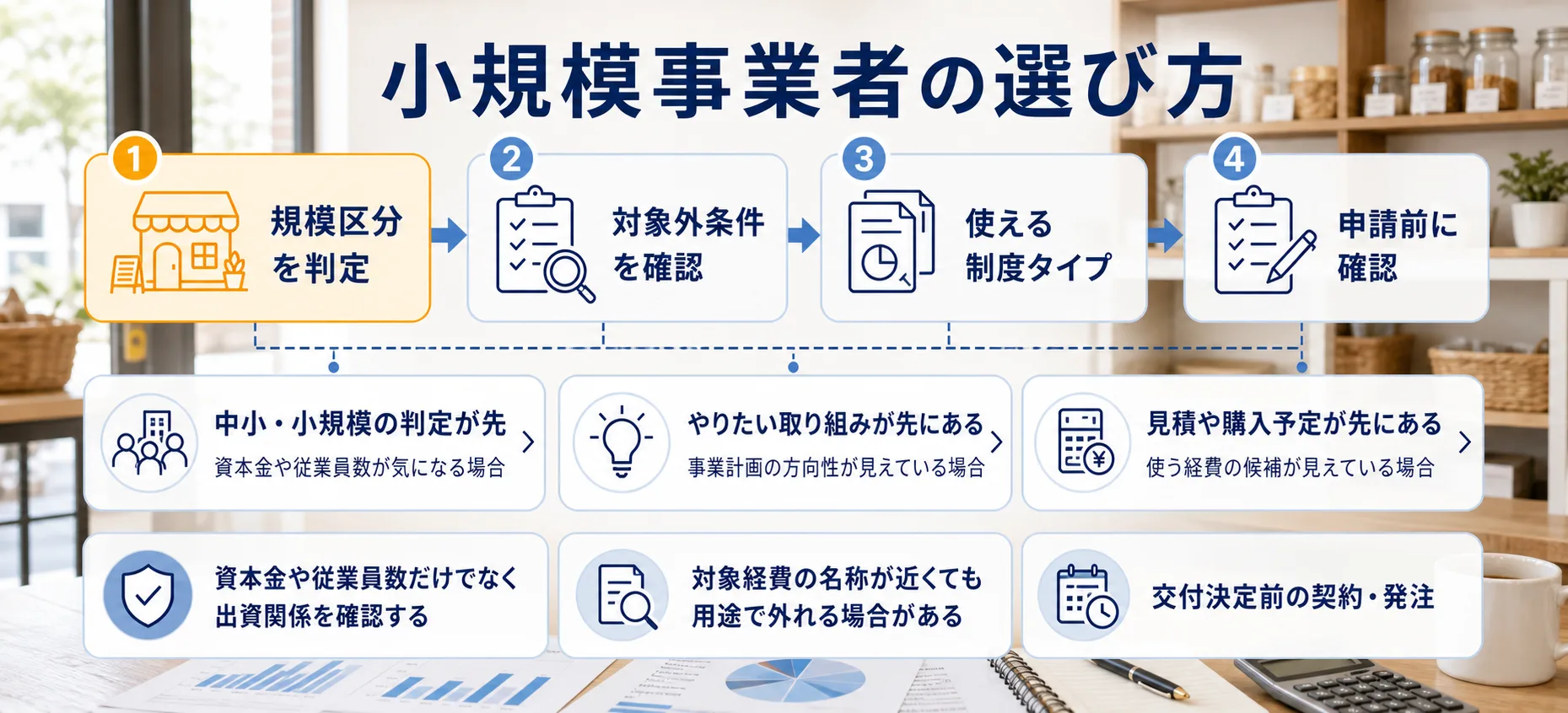 小規模事業者の補助金を目的別に選ぶ判断フロー