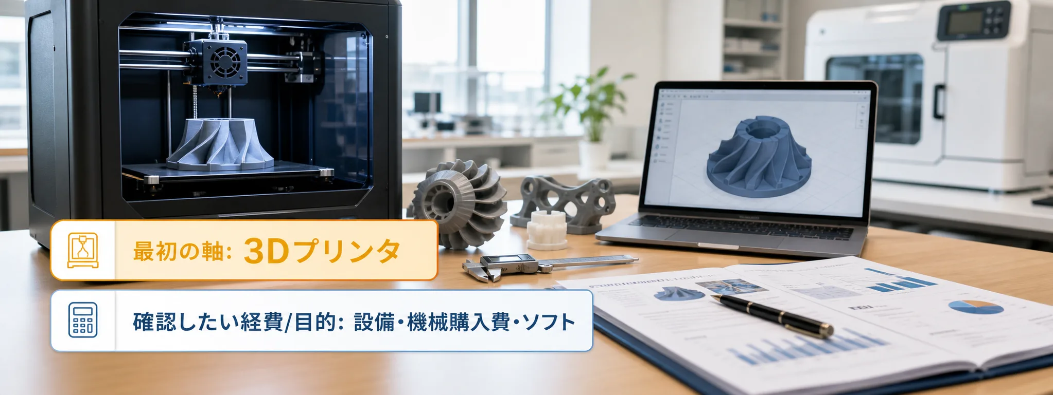 3Dプリンタ・デジタル製造機器の補助金の対象者・対象経費・注意点の早わかり図