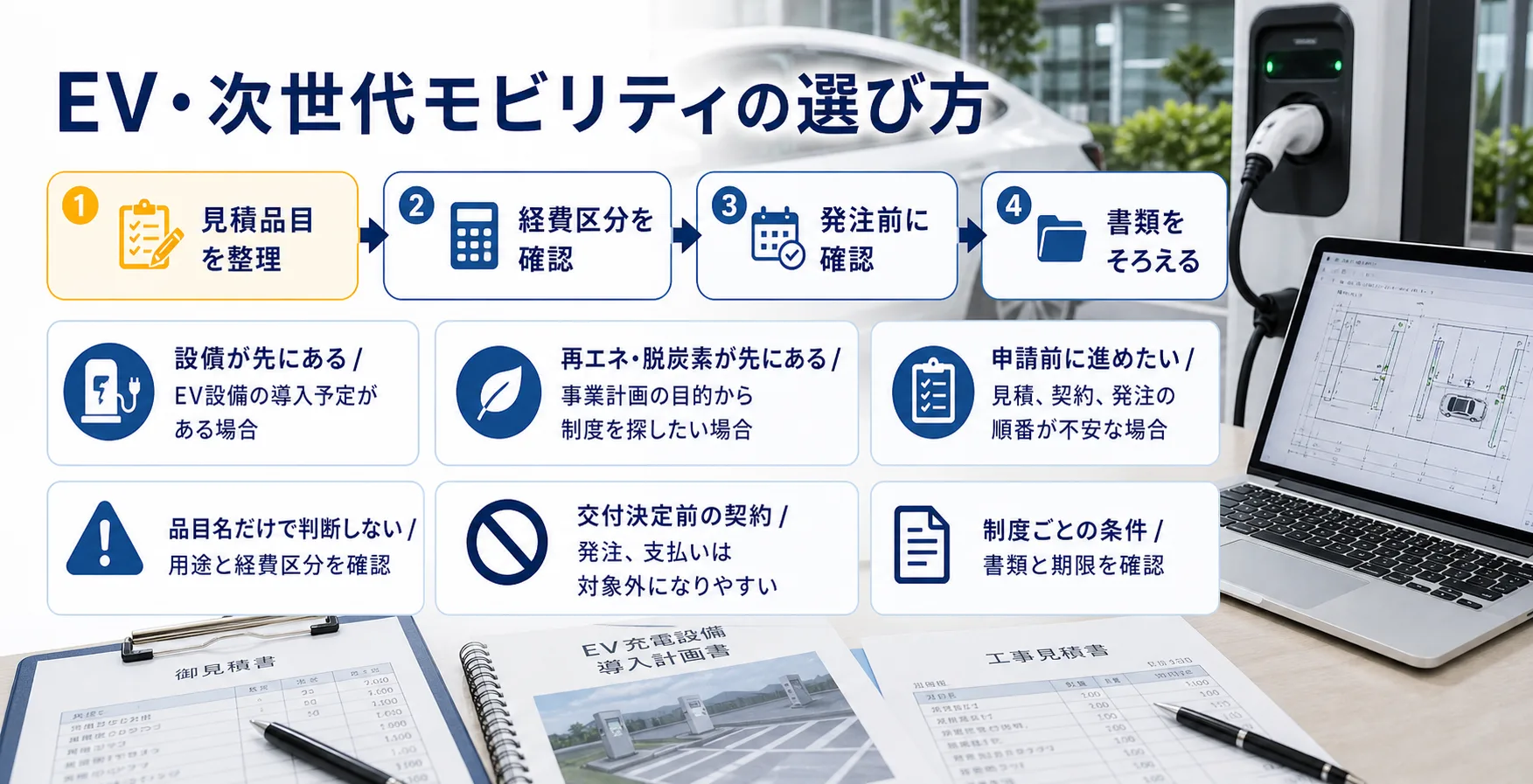 EV・次世代モビリティの補助金を目的別に選ぶ判断フロー
