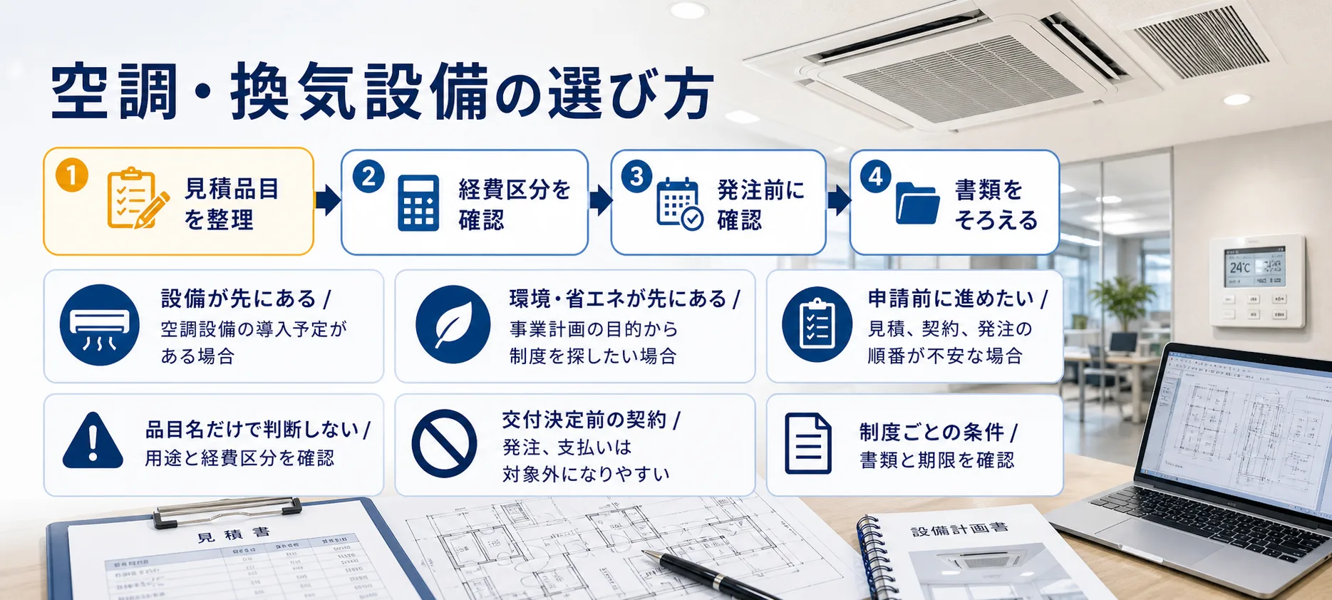 空調・換気設備の補助金を目的別に選ぶ判断フロー