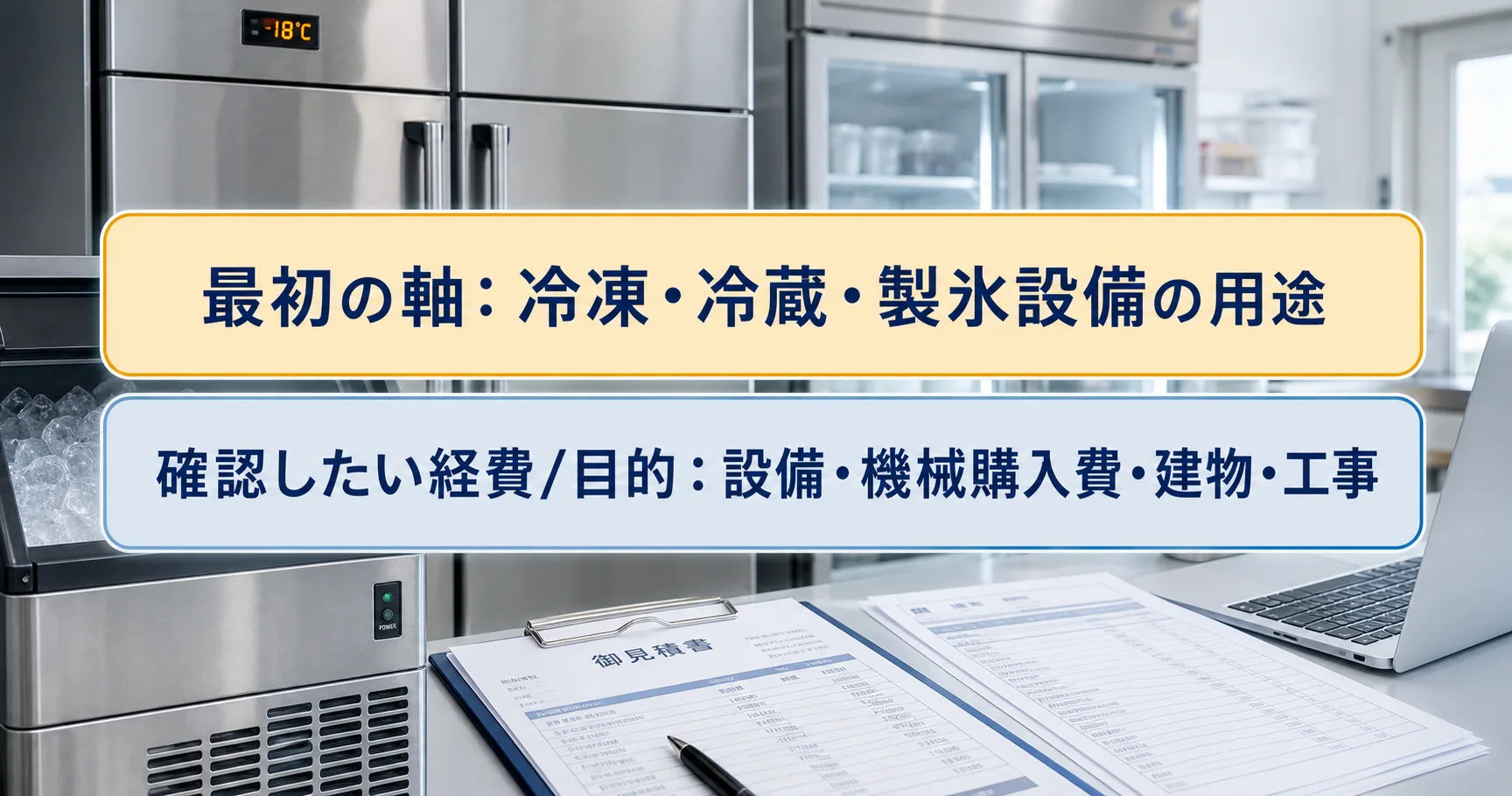 冷凍・冷蔵・製氷設備の補助金の対象者・対象経費・注意点の早わかり図