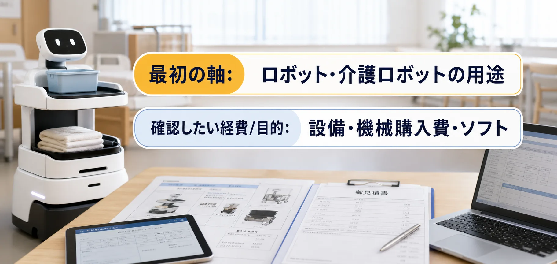 ロボット・介護ロボットの補助金の対象者・対象経費・注意点の早わかり図
