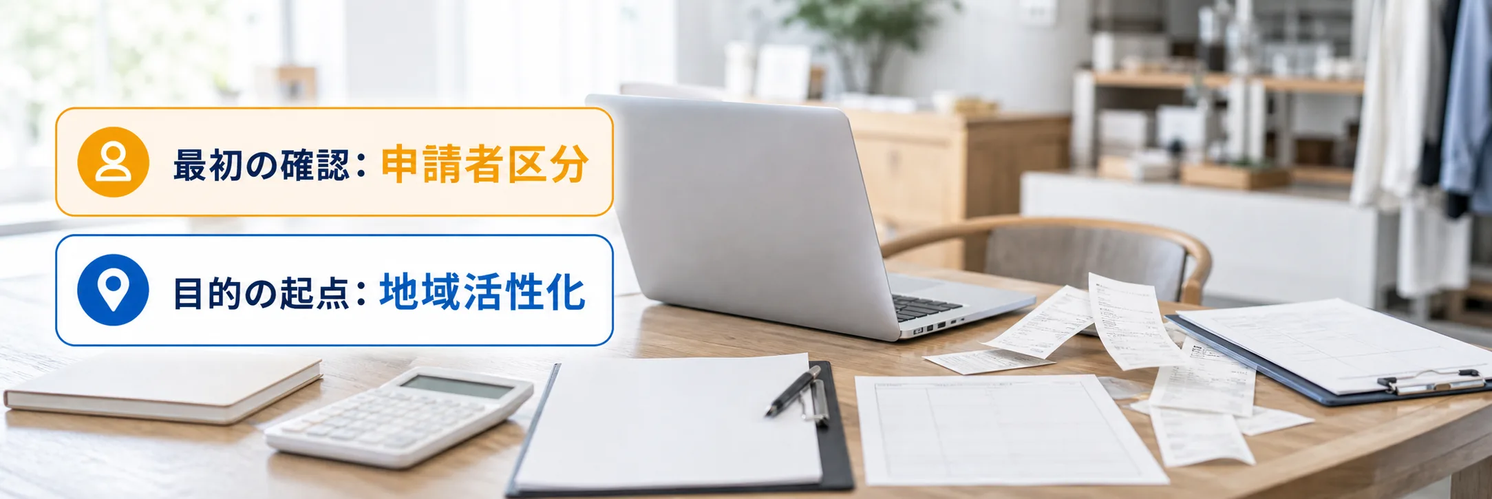 個人事業主の補助金の対象者・対象経費・注意点の早わかり図