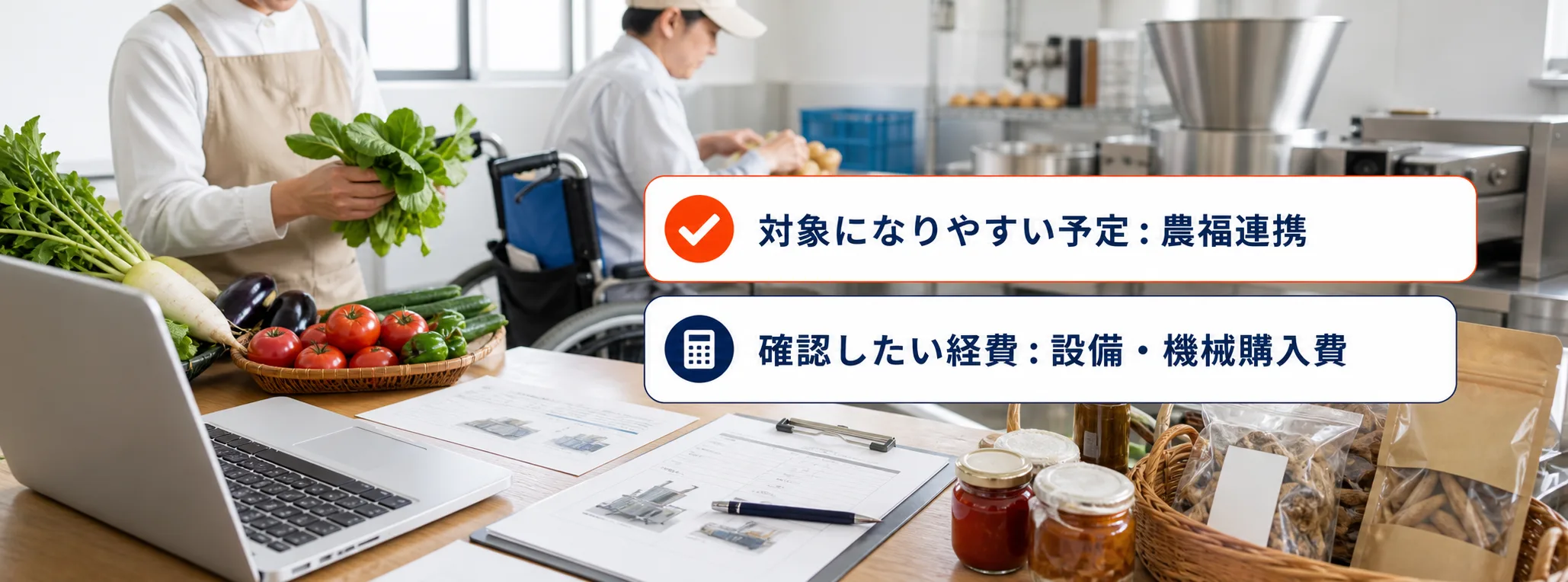 農福連携・六次産業化の補助金の対象者・対象経費・注意点の早わかり図