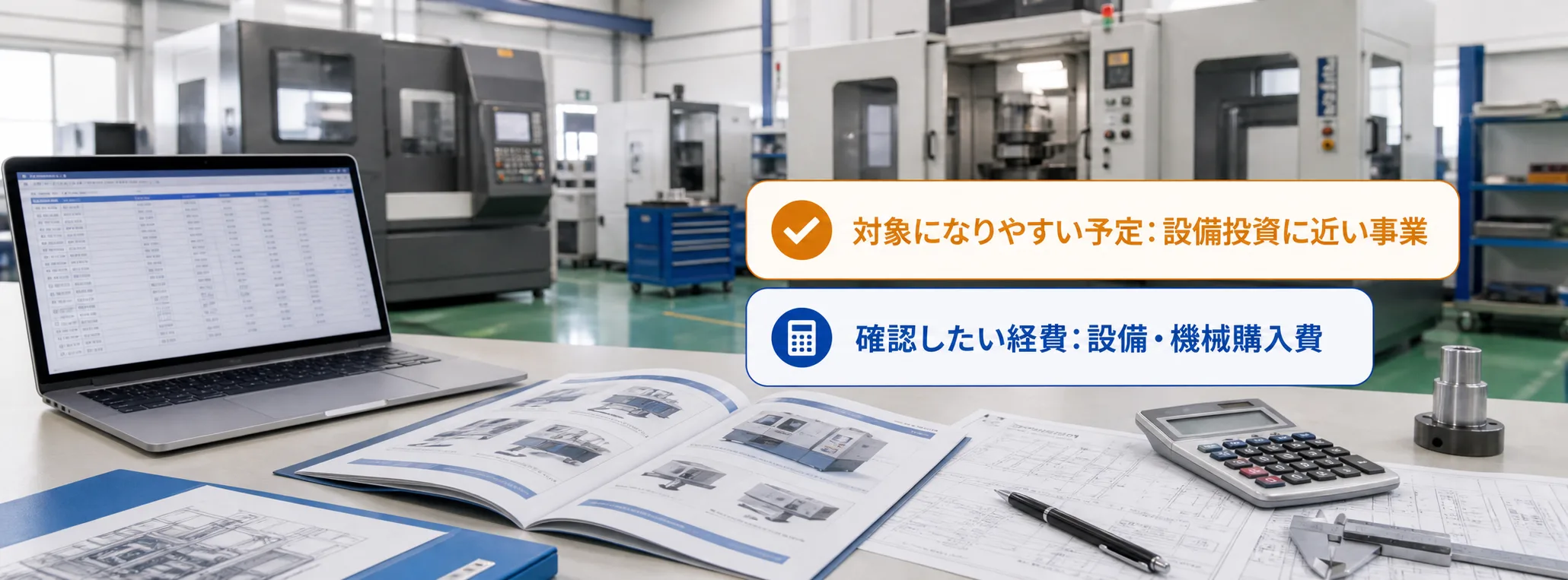設備投資の補助金の対象者・対象経費・注意点の早わかり図