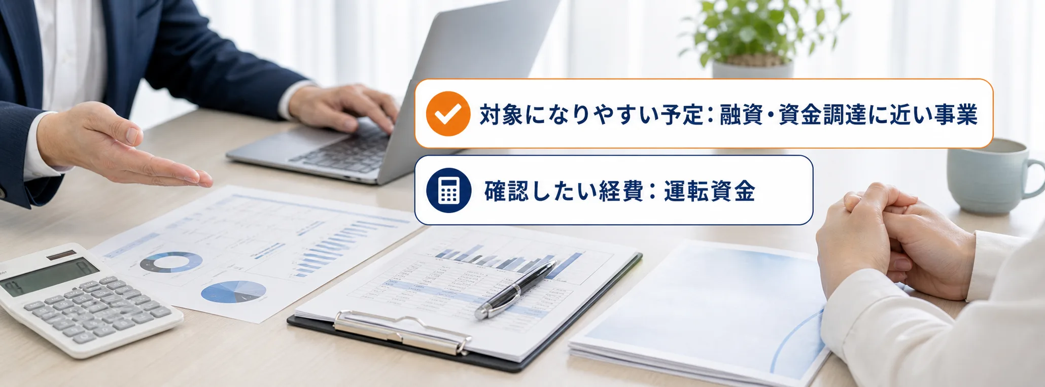 融資・資金調達の補助金の対象者・対象経費・注意点の早わかり図