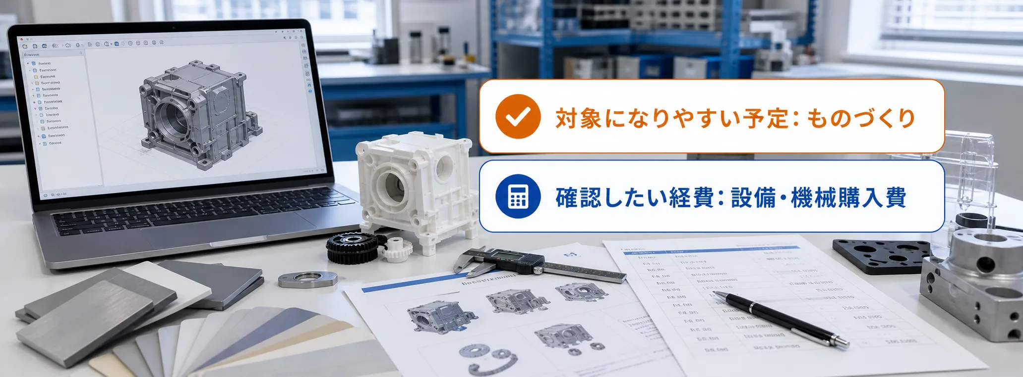 ものづくり・新製品開発の補助金の対象者・対象経費・注意点の早わかり図