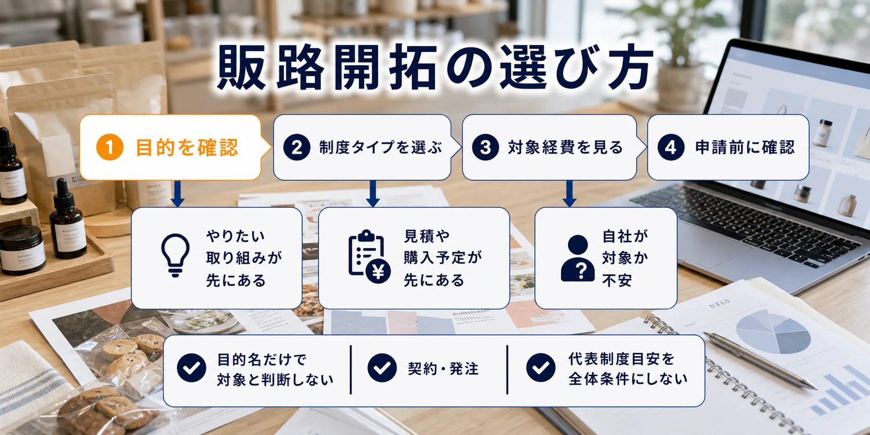 販路開拓の補助金を目的別に選ぶ判断フロー