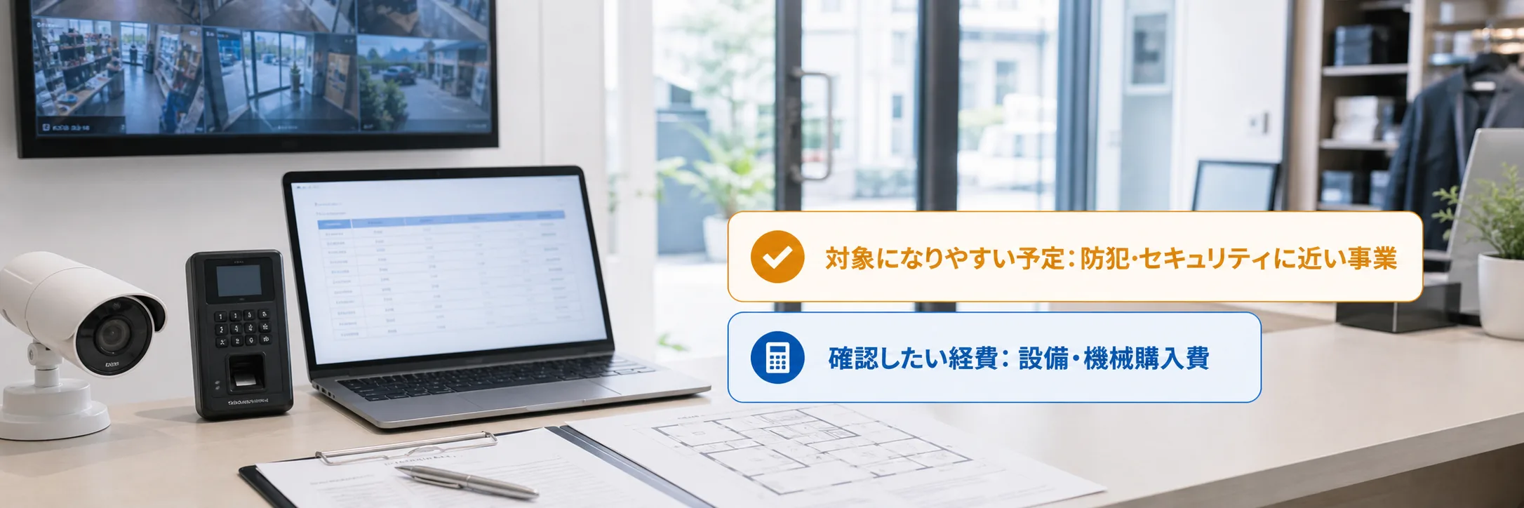 防犯・セキュリティの補助金の対象者・対象経費・注意点の早わかり図