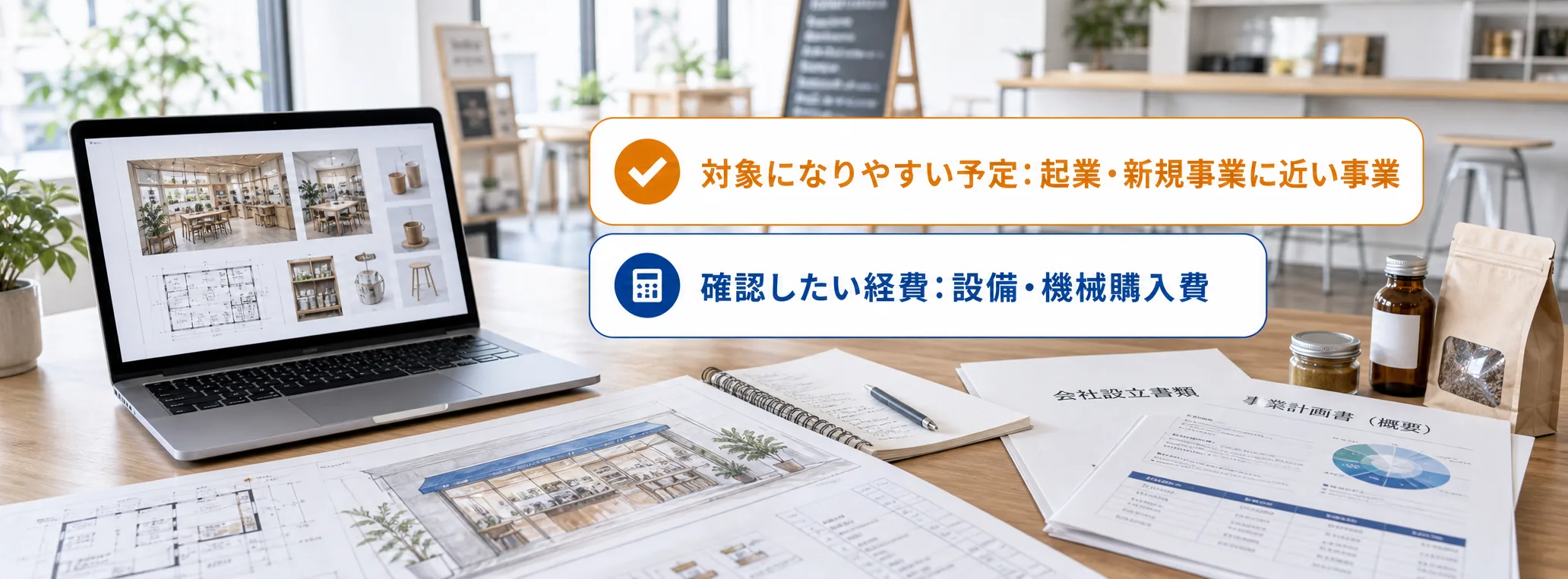 起業・新規事業の補助金の対象者・対象経費・注意点の早わかり図