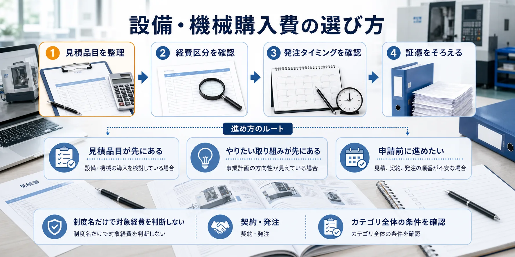 設備・機械購入費の補助金を目的別に選ぶ判断フロー