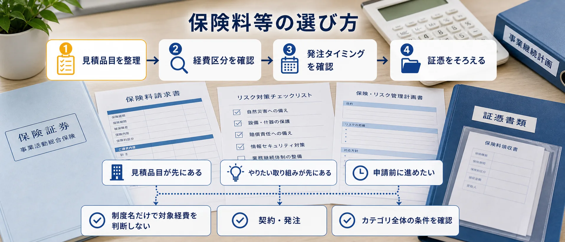 保険料等の補助金を目的別に選ぶ判断フロー