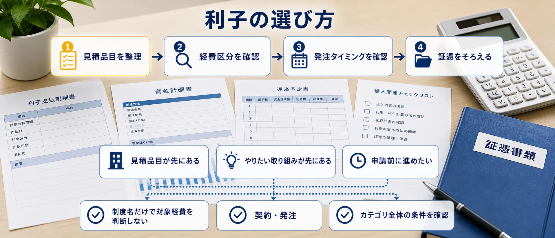 利子の補助金を目的別に選ぶ判断フロー