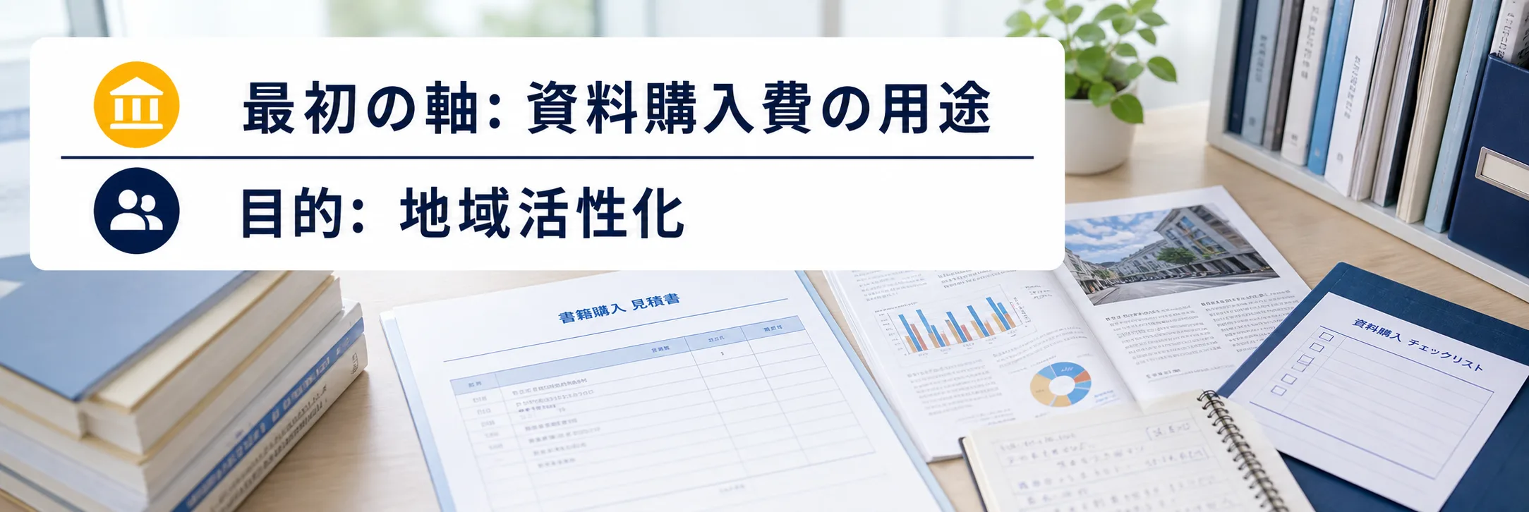 資料購入費の補助金の対象者・対象経費・注意点の早わかり図