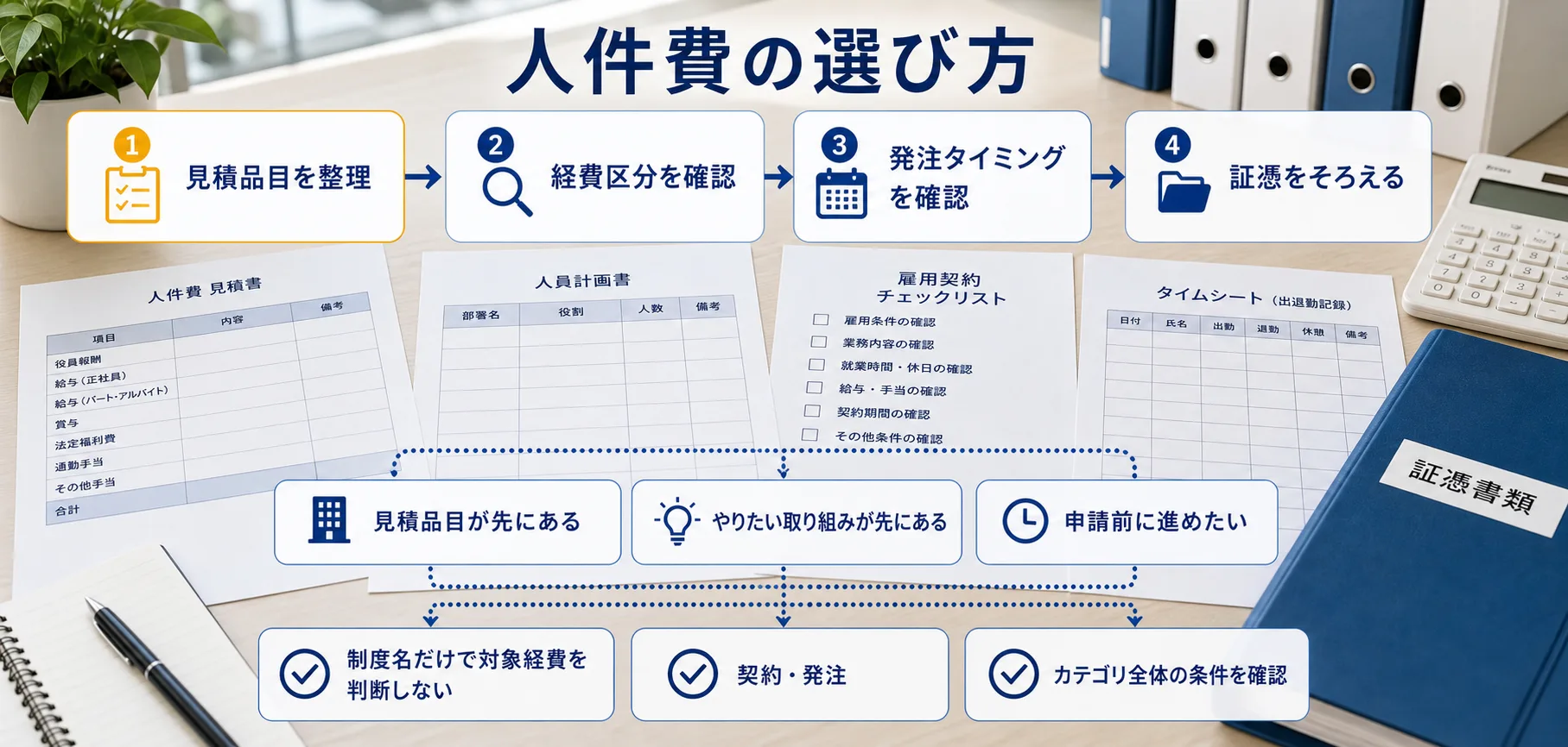 人件費の補助金を目的別に選ぶ判断フロー