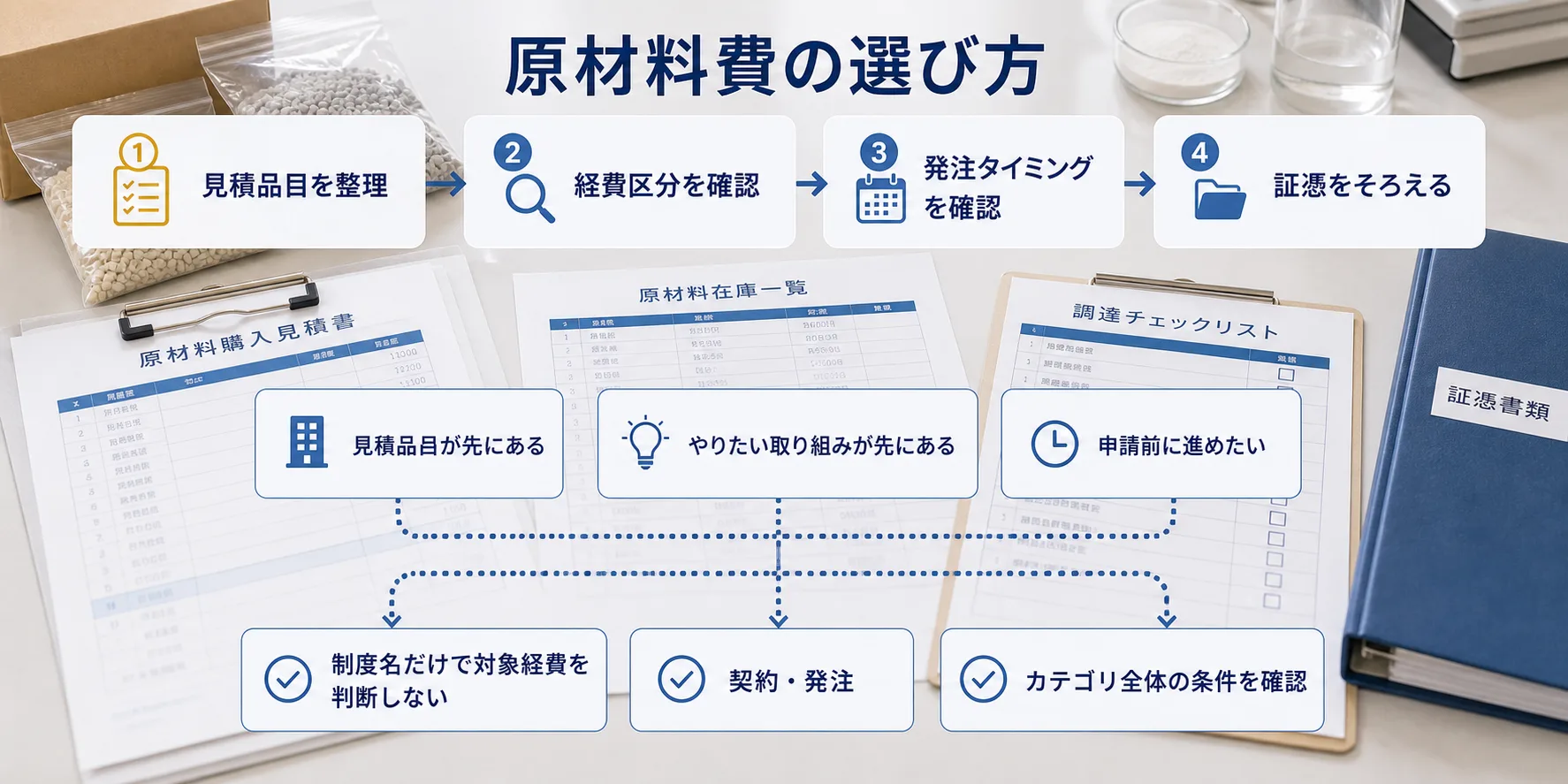 原材料費の補助金を目的別に選ぶ判断フロー