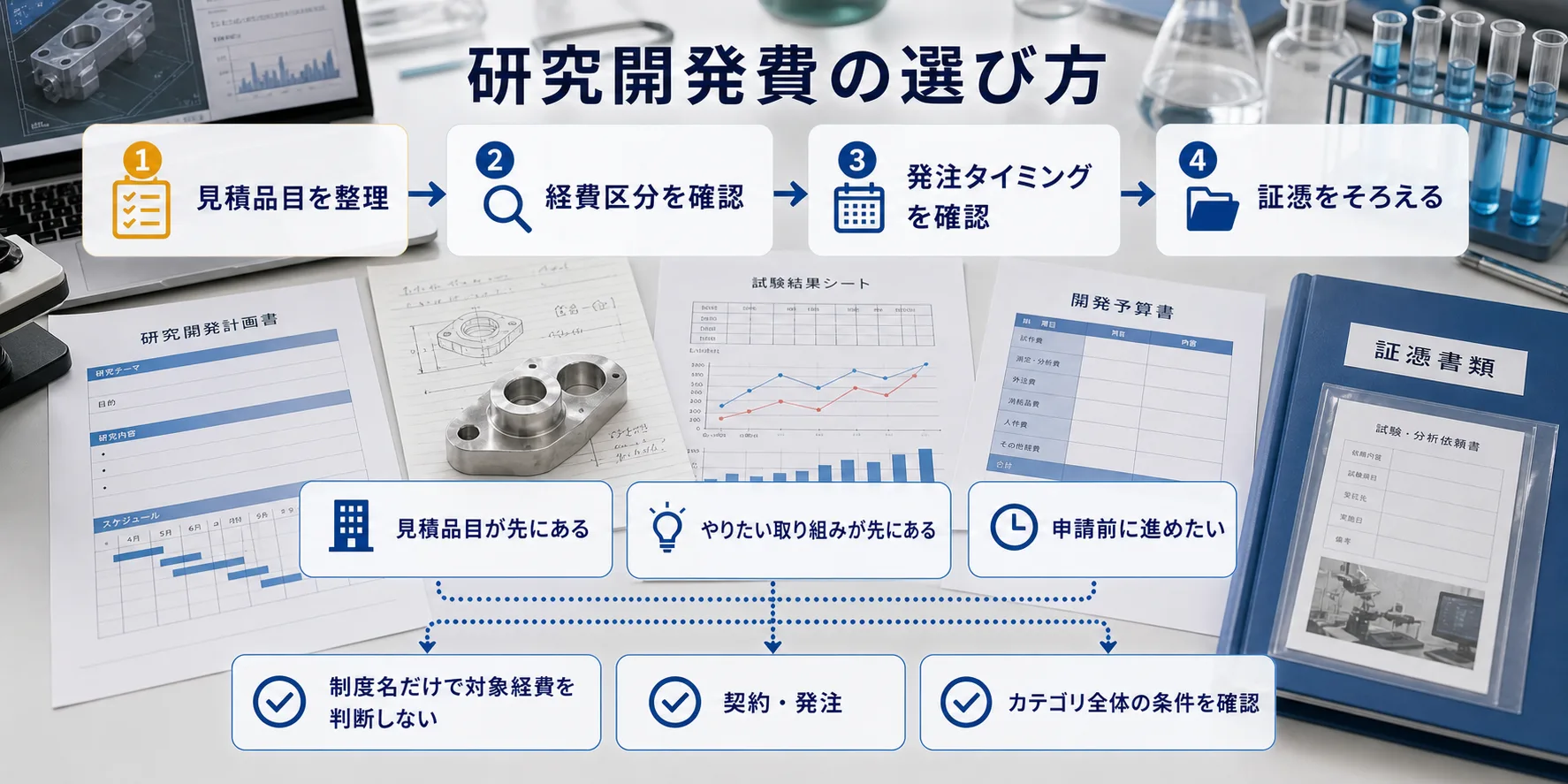 研究開発費の補助金を目的別に選ぶ判断フロー
