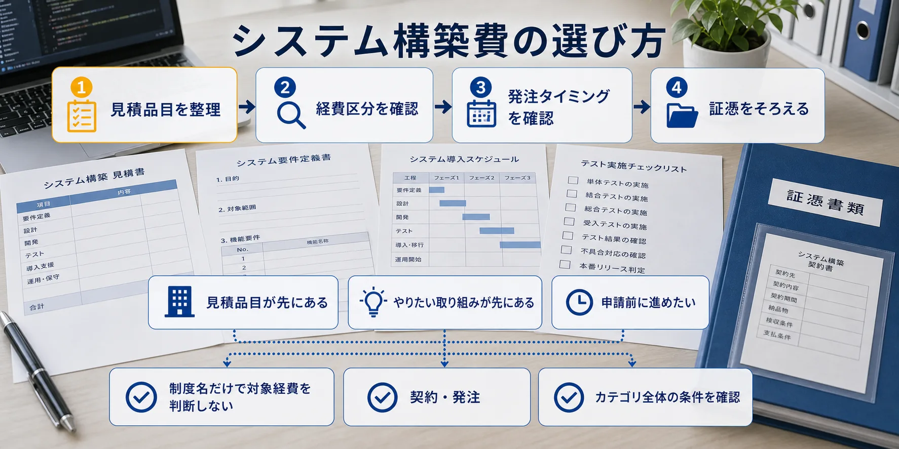 システム構築費の補助金を目的別に選ぶ判断フロー