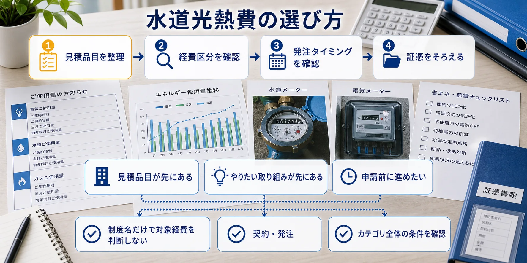 水道光熱費の補助金を目的別に選ぶ判断フロー